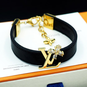 Louis Vuitton LV leather letter diamond metal chain bracelet-3809